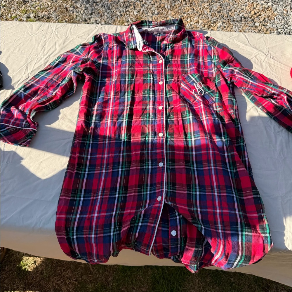 Victoria's Secret Red and Green Plaid Nightshirt